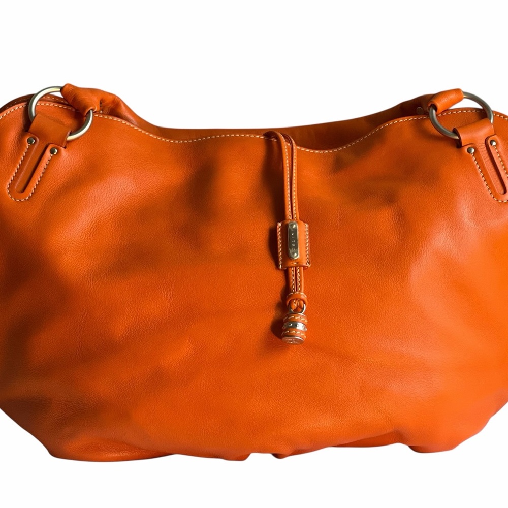 Celine Vibrant Orange Leather Hobo Bag